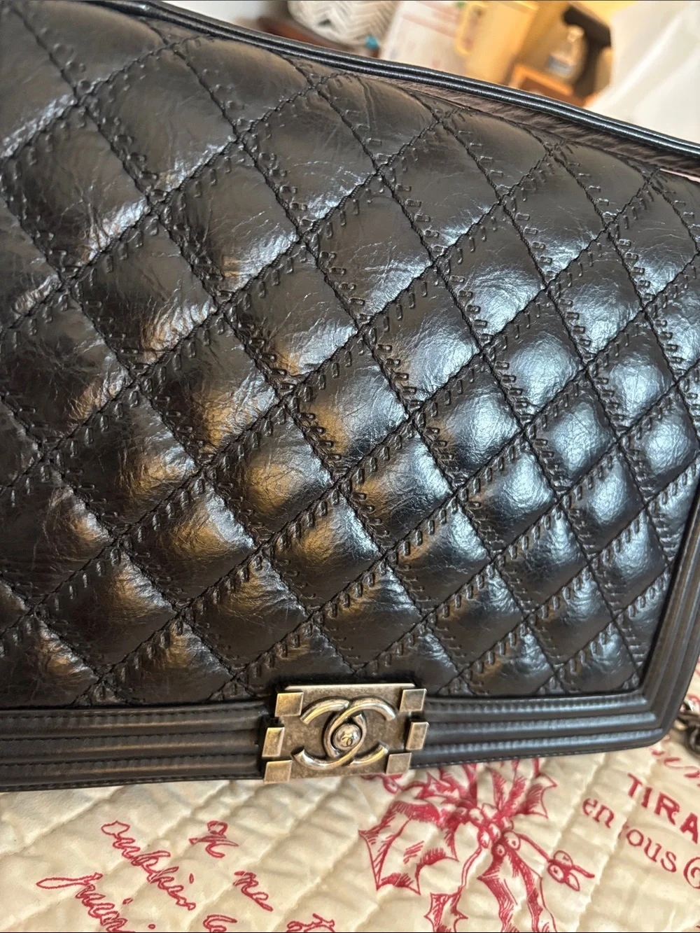 CHANEL Wild Stitch Boy Bag Large with Ruthenium Hardware/Chain (2013-14)